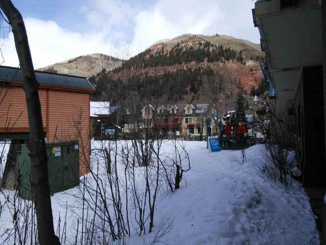 The door from my room to the outdoors put one steps from the bottom of the gondola that goes up and over the mountain, and also a smaller ski lift that wasn't operating at the time.